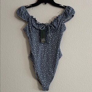 Wild Fable Blue Floral Print Bodysuit